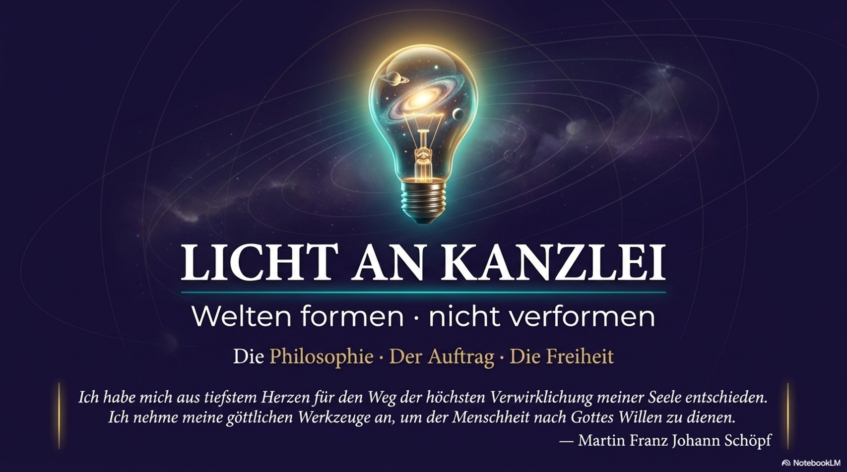 LichtAN Kanzlei — Welten formen, nicht verformen